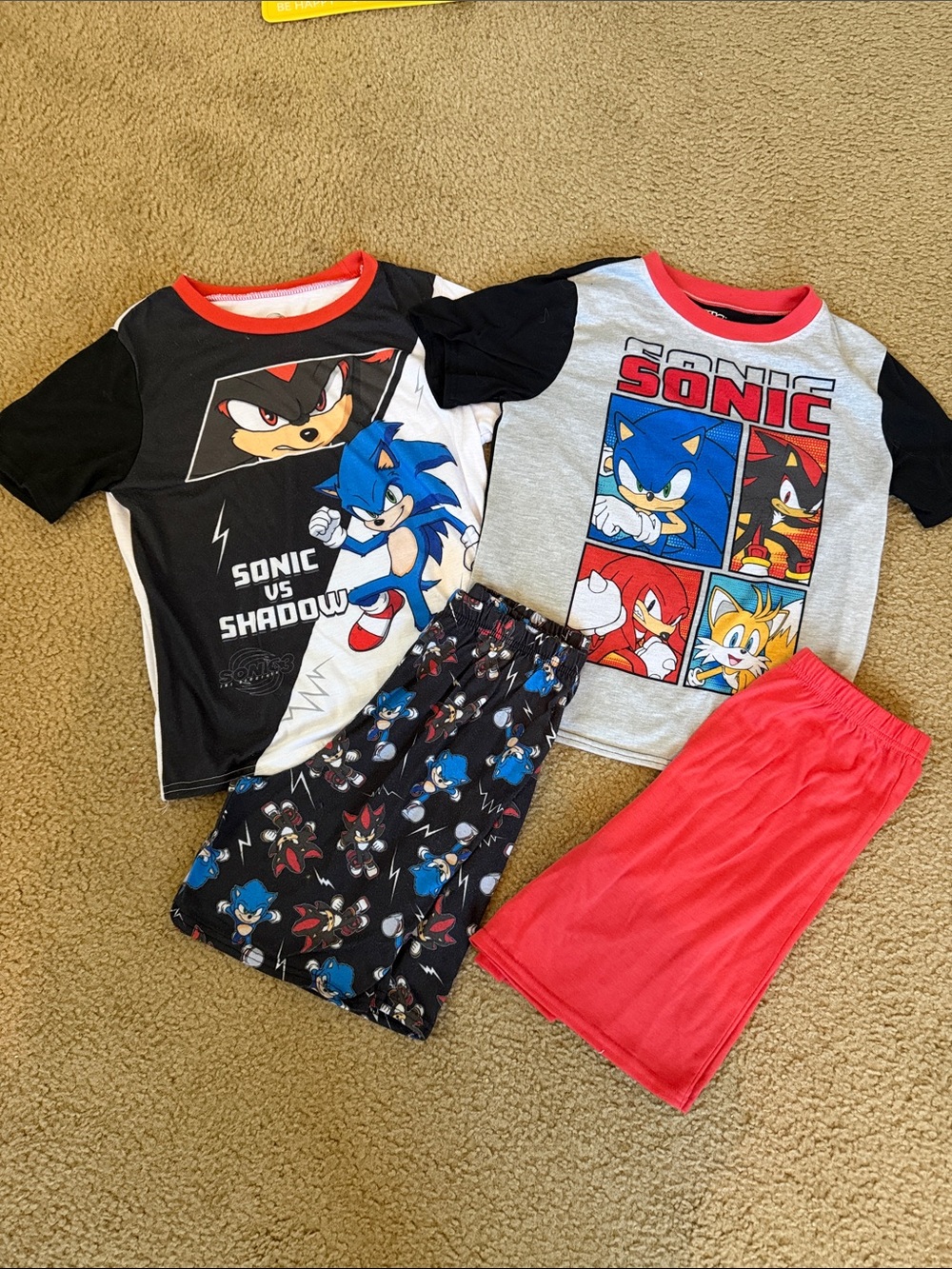Sonic the Hedgehog Boys Pajama Sets- Black, Gray & Red